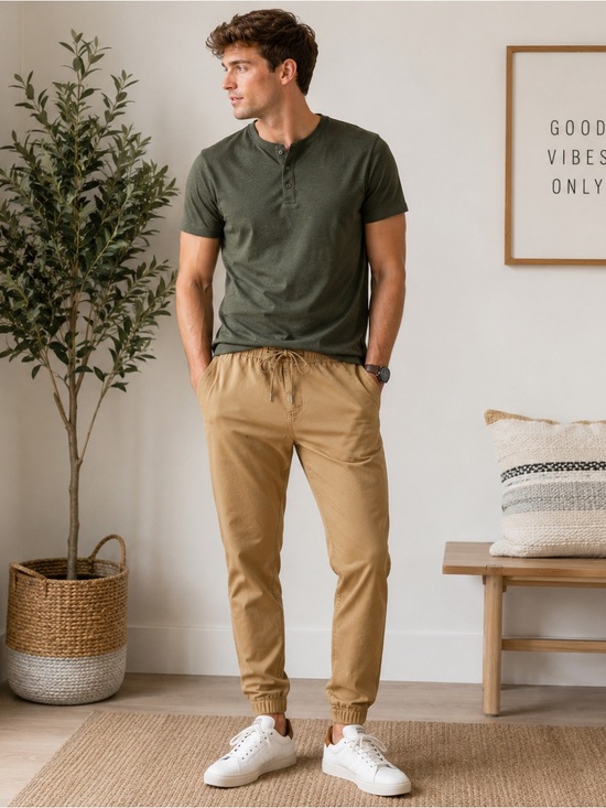Aeropostale Other - Aeropostale Men’s Khaki Jogger Pants Drawstring Cotton Sweatpants Size M